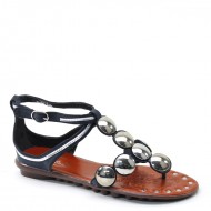 Brand New Gladiator Rhinestones Tstrap Flat Ankle Strap Lady Black Sandals