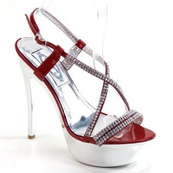 Women's Rhinestones High Heel Platform Red Wedding Shoes for Bride