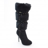 New Brieten Women's Artificial Fur High Heel Platform Long Boots