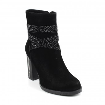 Brieten Women's Chunky Block Heel Short Ankle Boots High Heel Pointed Toe Boots