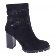 Brieten Women's Chunky Block Heel Short Ankle Boots High Heel Pointed Toe Boots
