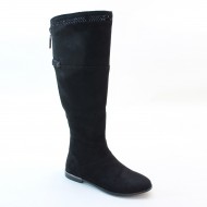 New Brieten Women's Rhinestone Knee High Flat Suede Comfort Long Boots