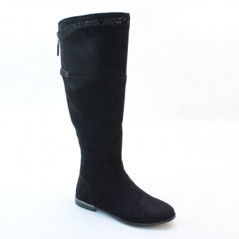 New Brieten Women's Rhinestone Knee High Flat Suede Comfort Long Boots