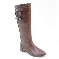 New Brieten Women's Buckles Strap Low Heel Knee High Dress Boots