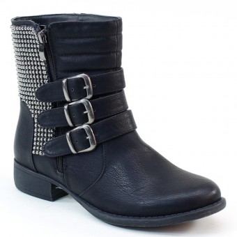 Brand New Brieten Buckle Straps Zip Concealed Bead Short Boots