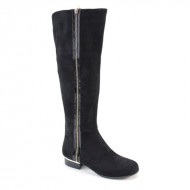 New Brieten Women's Round Toe Zipper Low heel Knee High Long Boots