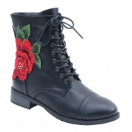 New Brieten Women's Embroidery Flat Ankle Boots