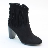 New Brieten Women's Fringe Zipper Chunky Heel Suede Ankle Dress Boots