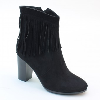 New Brieten Women's Fringe Zipper Chunky Heel Suede Ankle Dress Boots