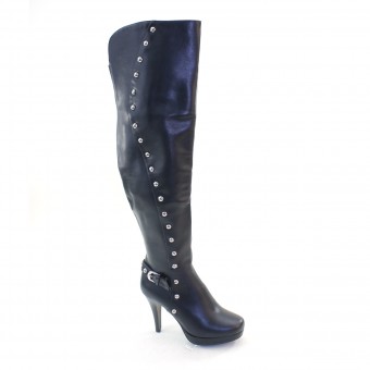 New Women's Studded Buckle Platform High Heel Thigh High Boots