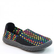 New Brieten Women's Woven Checkered Thick Soled Elastic Comfort Shoes