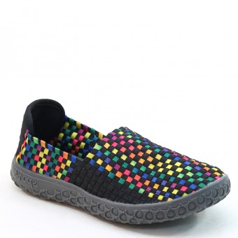 New Brieten Women's Woven Checkered Thick Soled Elastic Comfort Shoes