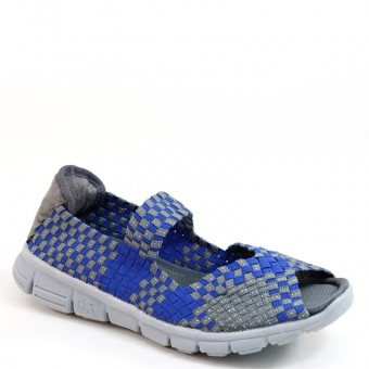 New Brieten Women's Woven Checkered Peep Toe Instep Strap Elastic Shoes