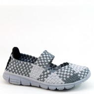 New Brieten Women's Woven Checkered Thick Soled Instep Strap Elastic Comfort Shoes