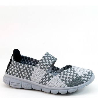 New Brieten Women's Woven Checkered Thick Soled Instep Strap Elastic Comfort Shoes