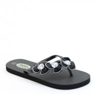 New Brieten Women's Rhinestone Flower Thong Flat Slipper Comfort Sandals