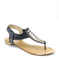New Brieten Women's Cut-out Rhinestones T-strap Flip-flop Comfort Flat Sandals