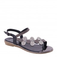 New Brieten Women's Rhinestones Flowers Flat Comfort Sandals