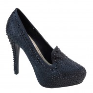 Women's Studded Hidden Platform High Heel Black Wedding Shoes