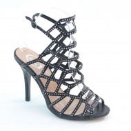 New Brieten Women's Rhinestones Strappy Peep Toe Ankle Strap High Heel Slingback Dress Party Sandals