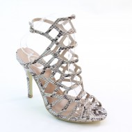 New Brieten Women's Snake Print Strappy Peep Toe Ankle Strap High Heel  Slingback Dress Party Sandals