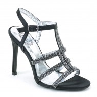 Women's Rhinestones Ankle Strap High Heel Black Wedding Shoes
