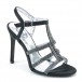 Women's Rhinestones Ankle Strap High Heel Black Wedding Shoes