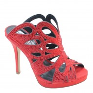 New Brieten Women's Rhinstones Cut-out Flower Peep Toe High Heel Platform Slingback Dress Party Slide Sandals