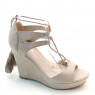 New Brieten Women's  Tassels Lace-up Ankle Strap Platform Wedge Comfort Sandals