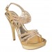 Women's Rhinestone Strappy Platform High Heel Gold Evening Shoes