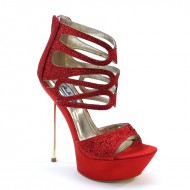 Women's Rhinestone Platform High Heel Red Bridal Shoes