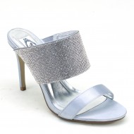 Women's Rhinstones Strappy High Heel Silver Prom Shoes