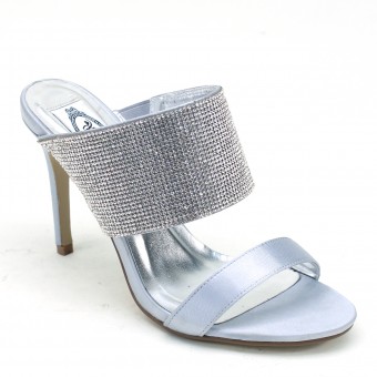 Women's Rhinstones Strappy High Heel Silver Prom Shoes