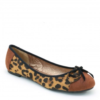 Brand New Lady Bow Cap Toe Print Ballet Flats