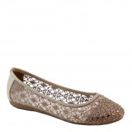 Brieten Womens Floral Emboid Studded Flat Shoes