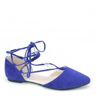 New Brieten Women's Ankle Strap Lace-up Pointy Toe Comfort Ballet Flat Shoes