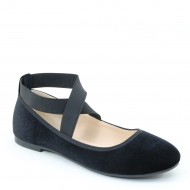 New Brieten Women's Faux Velvet elastic ribbon Simple Style Flats Comfortable Ballet