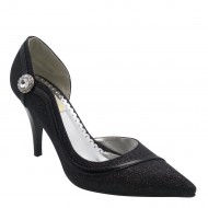 Women's Pointed Toe Rhinestone High Heel Black Wedding Shoes