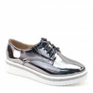 New Brieten Women's Rhinestones Lace-up Platform Loafers Shoes