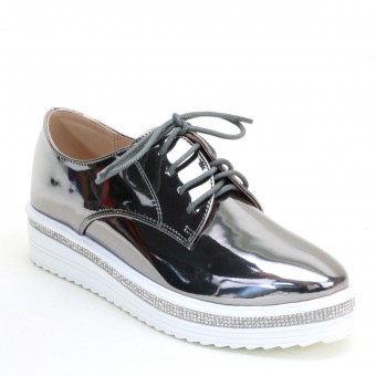 New Brieten Women's Rhinestones Lace-up Platform Loafers Shoes