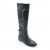 New Brieten Women's Buckle Knee High Comfort Low Heel Dress Boots