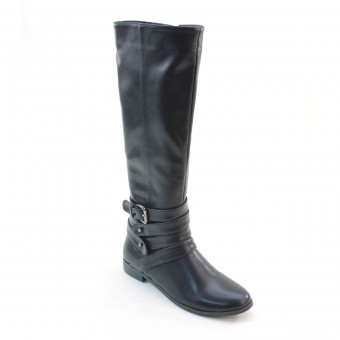 New Brieten Women's Buckle Knee High Comfort Low Heel Dress Boots