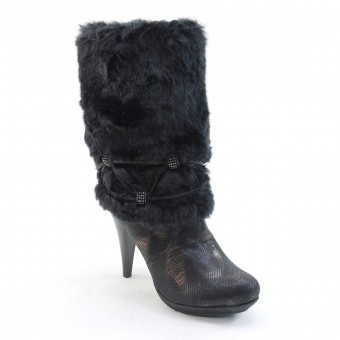New Brieten Women's Artificial Fur Mesh High Heel Platform Short Boots