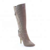 New Brieten Women's Zipper Pointy Toe High Heel Knee High Dress Boots