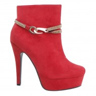 New Brieten Women's Rhinestone Ring ChainPlatform Stiletto Heel Ankle Boots