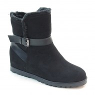 New Brieten Women's Hidden Wedge Faux Fur Lining Side Zipper Ankle Booties