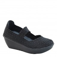 New Brieten Women's Wedge Heel Instep Strap Elastic Woven Comfort Shoes