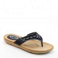 Women's Rhinestone Flat Flip Flops Black Wedding Shoes