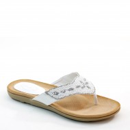 Women's Rhinestone Flip Flops White Bridal Flats