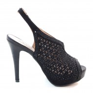 New Brieten Women's Rhinestone Cut-out Flower Peep Toe High Heel Slingback Platform Sandals